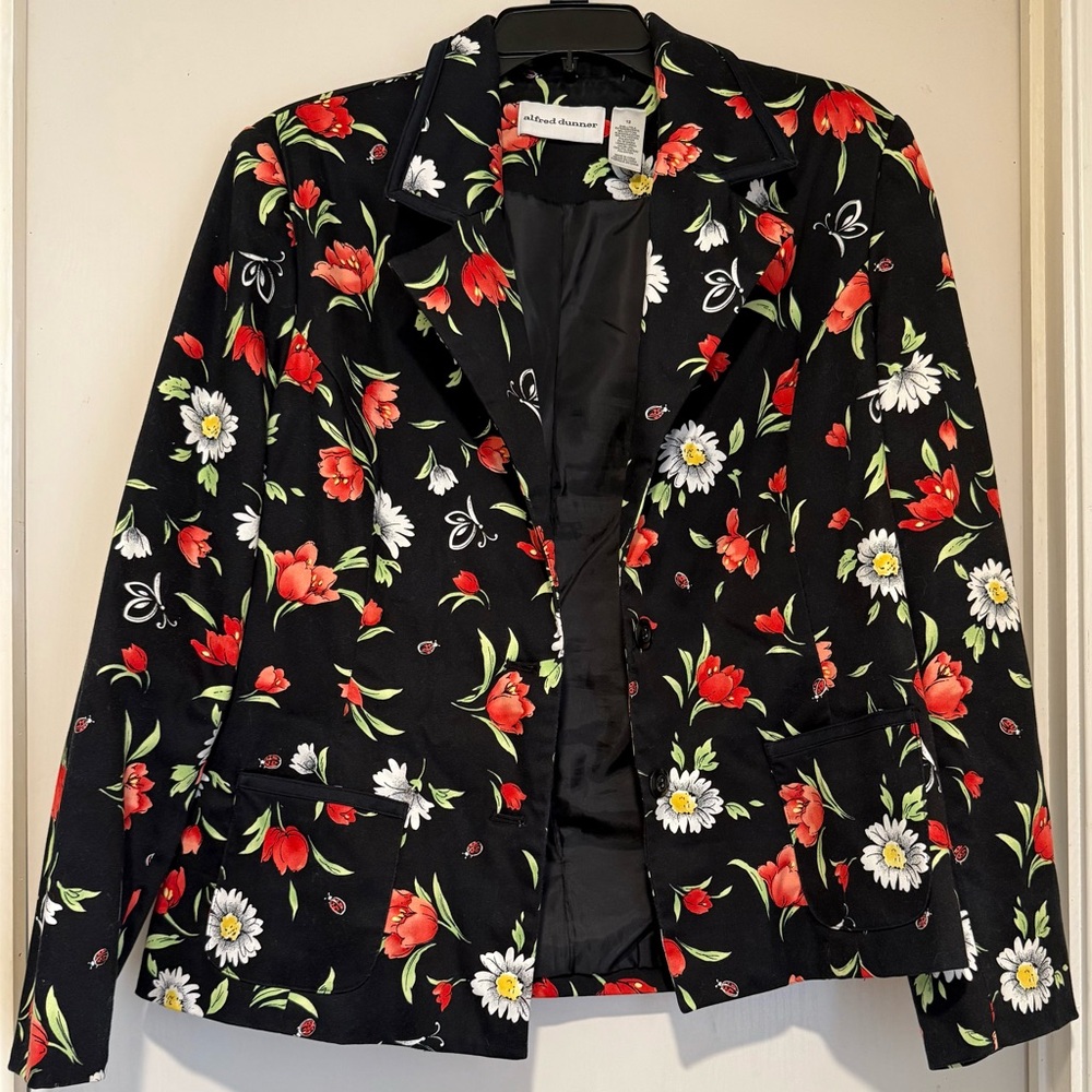 Alfred Dunner Black Floral Blazer